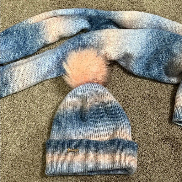 Juicy Couture Accessories - Juicy Couture ombré pink blue Pom beanie hat and scarf set New without tags